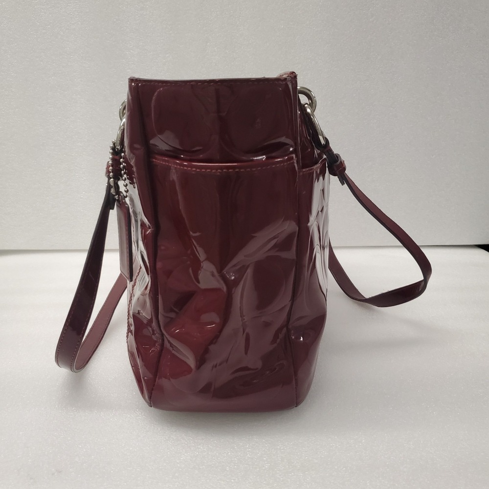 Coach Signature Garnet East West Embossed Patent Leather Carry all # F17729 - Picture 16 of 16